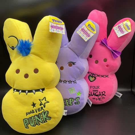 Brand New Peeps Punk Easter Bunnies Super Cute & Perfect For The Upcoming Holiday This Listing Is For All 3 I’ll Have A Separate Listing For Purchasing Separately Peeps Plush, Frankenstein Pumpkin, Polar Bear Plush, Spring Bunnies, Snoopy Plush, Pusheen Cat, Beanie Boo, Monkey Plush, Bear Dog