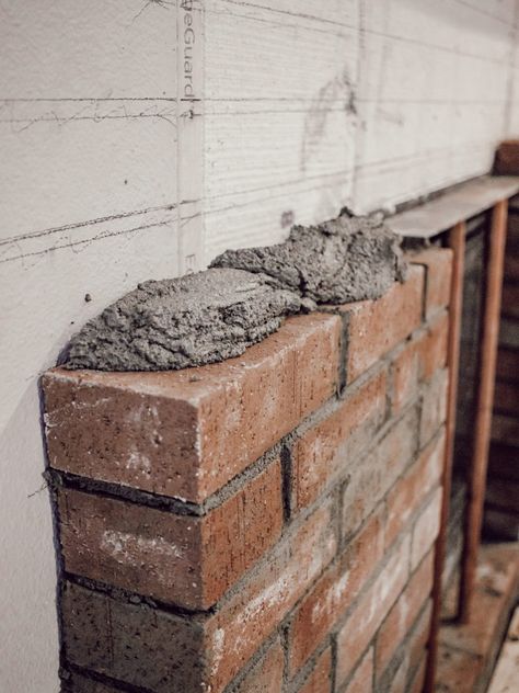 How To Build Brick Fireplace, Wood Stove Installation Fireplace, How To Brick A Fireplace, Install Wood Burning Fireplace, Brick Fireplace Flush With Wall, How To Add Brick To A Fireplace, Diy Brick Hearth Pad, How To Build A Brick Fireplace, Diy Brick Fireplace How To Build