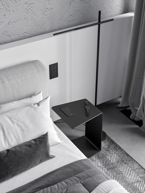 Behance Bedroom, Minimal Monochrome, Monochrome Bedroom, Interior Design Behance, Bedroom Inspirations Minimalist, Study Interior Design, Bed Frame Design, Internal Design, Clean Bedroom