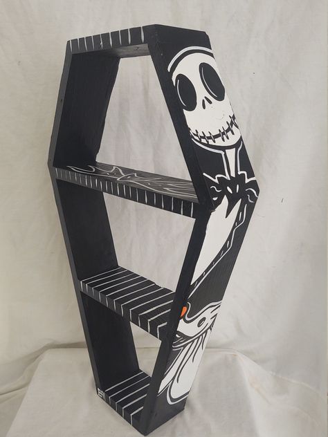 Coffin Shelves, Jack And Zero, Nightmare Before Christmas Pictures, Coffin Shelf, Fun Diy Halloween Decorations, Alice In Wonderland Room, Rock Room, Halloween Furniture, Nightmare Before Christmas Decorations