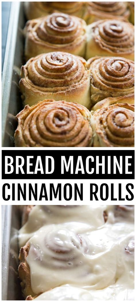 Bread Machine Cinnamon Rolls - A Dash of Sanity Bread Machine Cinnamon Rolls, Best Bread Machine, Bread Machine Recipe, Cinnamon Roll Dough, Cinnamon Rolls Easy, Bread Maker Recipes, Best Cinnamon Rolls, Homemade Snickers, Dessert Simple