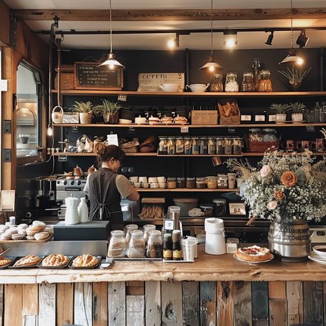 #CozyCoffeeShop: A #barista prepares #coffee in a cozy #cafe adorned with fresh #desserts and vibrant #blooms. #AIart #AIphoto #StockCake ⬇️ Download and 📝 Prompt 👉 https://stockcake.com/i/cozy-coffee-shop_493108_759916 Authentic Coffee Shop Design, Coffee Aesthetic Shop, Cafe Inspo Coffee Shop, Coffee Shop Fireplace, Cottage Coffee Shop, Coffee Shop Design Cozy, Small Cozy Coffee Shop, Coffee Shop Owner Aesthetic, Cozy Bakery Aesthetic