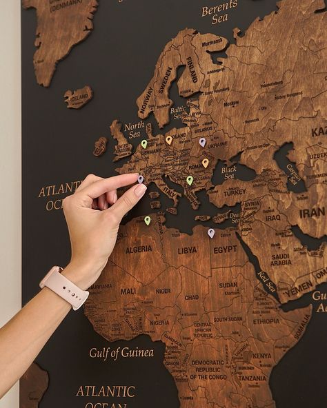 Cork World Map, World Map With Pins, Wood World Map, Push Pin World Map, Map Murals, Pushpin Travel Map, Wooden Map, Map Wall Decor, Wood Map