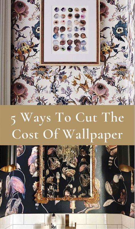 How to cut the cost of wallpaper How To Decorate Wallpapered Walls, Half Panel Half Wallpaper Bathroom, Wear The Walls Wallpaper, Partial Wallpaper Bathroom, Partially Wallpapered Wall, Top Half Wallpaper, Partial Wallpaper Accent Wall, Gallery Wall Over Wallpaper, Wallpaper Placement Ideas