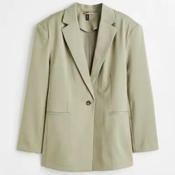 Oversized Twill Jacket | H&M (US) Black Jacket Outfit, Straight Jeans Outfit, Color Sage Green, Blue Jean Outfits, Herringbone Jacket, Sage Green Color, Single Breasted Blazer, Green Blazer, Twill Jacket