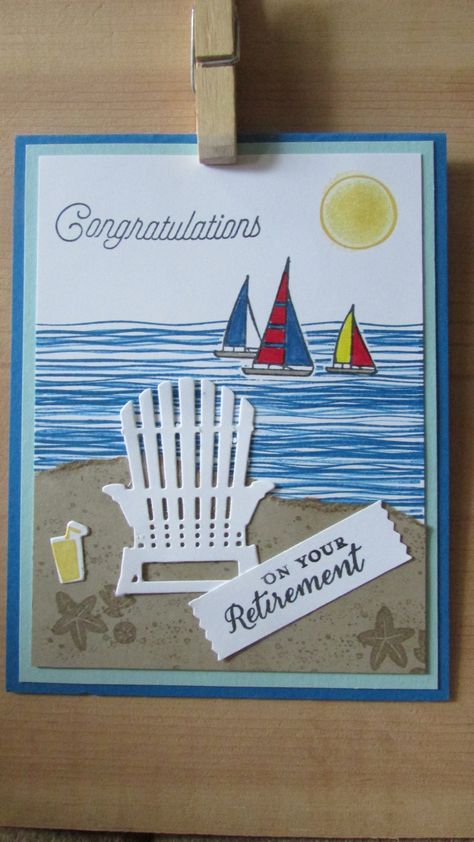 Retirement Cards Ideas, Diy Retirement Cards, Retirement Cards Handmade, Happy Retirement Cards, Nautical Cards, Masculine Birthday Cards, Retirement Cards, Summer Cards, Birthday Cards For Men