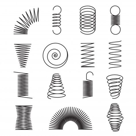 Metal springs. spiral lines, coil shapes... | Premium Vector #Freepik #vector #line #metal #shapes #curve Symbols Illustration, Spring Logo, Spiral Drawing, Spiral Line, Vector Symbols, Minimal Drawings, Architecture Concept Diagram, Geometric Design Art, Spiral Shape