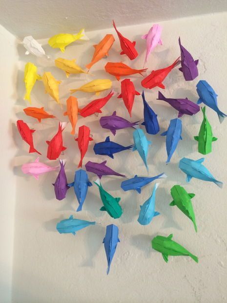 Origami Fish, Paper Flower Crafts, Paper Craft Diy Projects, Origami Animals, Paper Wall Art, Paper Flowers Craft, Giant Paper Flowers, Diy Origami, Origami Tutorial