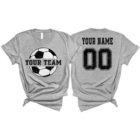 PRICES MAY VARY. PERSONALIZED T-SHIRT: A personalized Soccer T-shirt with name and shirt number will be the perfect gift for soccer lovers, mom, daughter, sister, niece, Wife, girlfriend,... Click on "Customize Now" and and start designing your unique shirt. MATERIAL: Solid colors are 100% cotton ( Black, White, Navy , Forest Green). Dark Heather colors are 50% cotton, 50% polyester. Sport Grey and Athletic Heather 90% cotton, 10% polyester. Color Dark Gray Heather and Heather Mauve 52% cotton, Soccer Coach Outfit Women, Soccer Mom Shirt Ideas, Soccer Tshirt Designs, Girls Soccer Shirts, Soccer Shirts Designs, Soccer Crafts, Soccer Clothes, Soccer Team Shirts, Coach Outfits