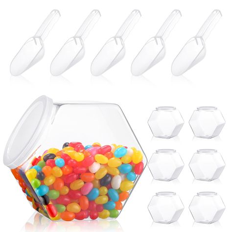 PRICES MAY VARY. Plastic Candy Containers with Scoop: you will receive 6 pieces of hexagon candy bar containers for party and 6 pieces of candy spoons, let colorful candies adorn your candy bar with these plastic candy jars for candy buffet Reassuring Quality: hexagon candy containers with scoop are made of plastic, which are sturdy and not easy to break, odorless, lightweight, reliable to use, and long lasting to serve you for a long time Thoughtful Design: hexagon laundry detergent container w Containers For Laundry Detergent, Plastic Candy Jars, Laundry Detergent Container, Detergent Container, Candy Bar Party, Candy Display, Candy Station, Countertop Display, Kitchen Buffet