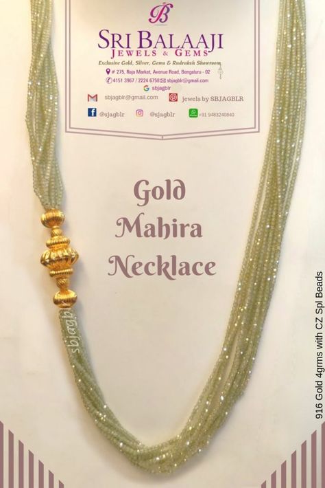 Gold Mahira Necklace #sbjagblr #gold #design #memory #beauty #incredible #green #blessed #women #crazy #mahira # necklace Gold Beads Necklace Indian, Green Beads Jewellery Designs, Crystal Beads Necklace Design, Gold Temple Jewellery, Gold Pearl Jewelry, Pearl Jewelry Design, Gold Jewelry Simple Necklace, Beaded Jewelry Necklaces, Pearl Necklace Designs