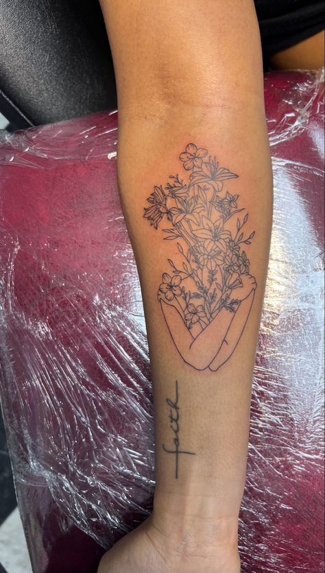 #tattoo #lineworktattoo #flowertattoo #selflovetattoo Wallflower Tattoo Flowers, Head With Flowers Tattoo, Find Someone Who Grows Flowers Tattoo, Flower Head Tattoo, Wallflower Tattoo, Tattoo Planning, Favorite Tattoos, Self Love Tattoo, Wildflower Tattoo