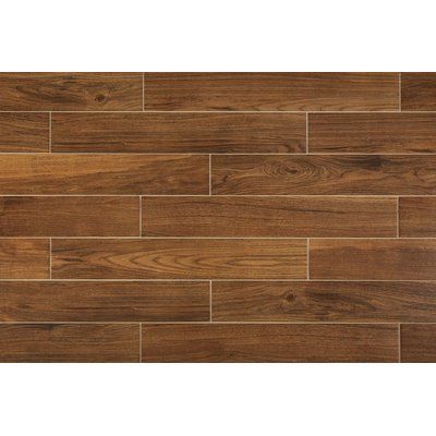 Manor 6" x 36" Porcelain Wood Look Tile Color: Gunstock Wooden Tile Texture, Wooden Tile Pattern, Wooden Tiles Texture, Wood Tiles Texture, Wooden Tiles Flooring, Wooden Wall Tiles, Wall Tile Texture, Wood Like Tile, Wood Grain Tile