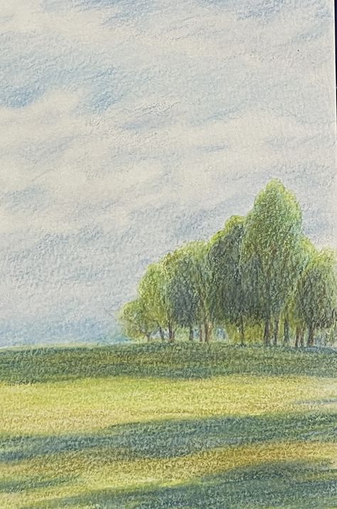 Color Pencil Nature Drawing, Nature Color Pencil Drawing, Impressionist Drawings Pencil, Landscape With Colored Pencils, Color Pencil Art Simple, Colored Pencil Scenery, Nature Colored Pencil Drawing, Color Pencil Landscape Drawing, Easy Color Pencil Art