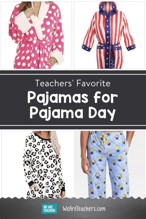 Our Favorite Teacher Pajamas for Pajama Day - WeAreTeachers Pijama Day At School Outfits, Pajama Day Outfits, Pajama Party Outfit Ideas, Pajama Party Outfit, School Teacher Outfit, Pajama Day At School, About Teacher, Pj Day, Spirit Week Outfits