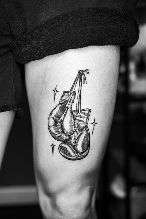 Boxing Gloves Tattoo, Muay Thai Tattoo, Boxing Tattoos, Flash Tats, Etching Tattoo, Thai Tattoo, Hand Tattoos For Guys, Tattoo Art Drawings, Halloween Tattoos