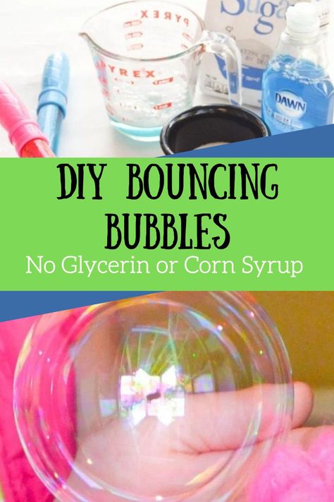 Touchable Bubbles Recipe, Bouncy Bubbles Diy, Bouncing Bubbles Recipe, Bouncy Bubbles Recipe, Bouncing Bubbles, Bubble Juice, Bubble Mixture, Bubble Diy, Homemade Bubble Solution