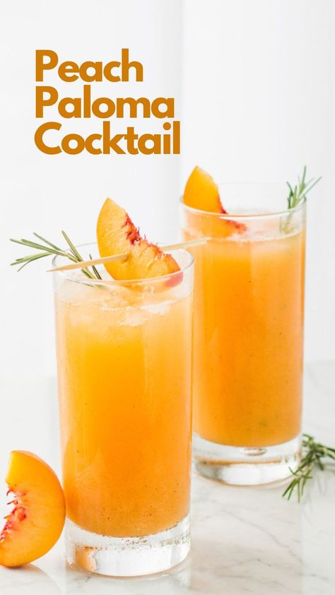 Peach Paloma Cocktail Rosemary Juice, Cocktails Pretty, Girly Cocktails, Prosecco Cocktail Recipes, Cocktails Vodka, Cocktails Summer, Amazing Cocktails, Cocktail Gin, Peach Cocktail