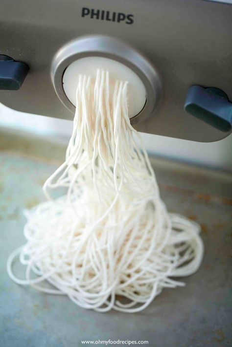 Rice Noodles Philips Noodles Machine | Oh My Food Recipes Homemade Rice Noodles How To Make, How To Make Rice Noodles Recipe, Home Made Rice Noodles, Fresh Noodles Recipe, Homemade Rice Noodle Recipes, How To Make Rice Noodles, Noodle Dough Recipe, Homemade Rice Noodles Recipe, Pasta Maker Recipes