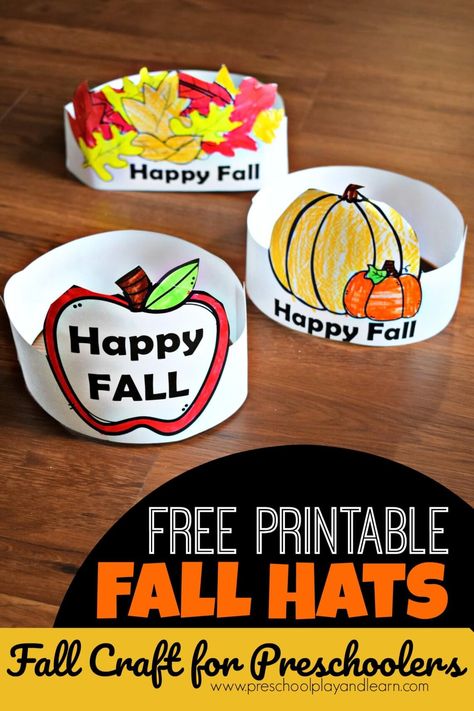 FREE Printable Hats - Fall Craft for Preschoolers - super cute activity perfect for fall with toddler, prek, kindergarten age kids #preschool #fall Preschool Fall Crafts, Fall November, Fall Crafts For Toddlers, September Crafts, Autumn Leaves Craft, Preschool Crafts Fall, Craft For Preschoolers, Preschool Fall, November Crafts