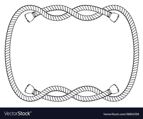 Rope knot frame black and white isolated vector image Ny Library, Frame Black And White, Knot Rope, Rope Frame, Frame Logo, Rope Knots, White Rope, Black And White Drawing, Toy Box