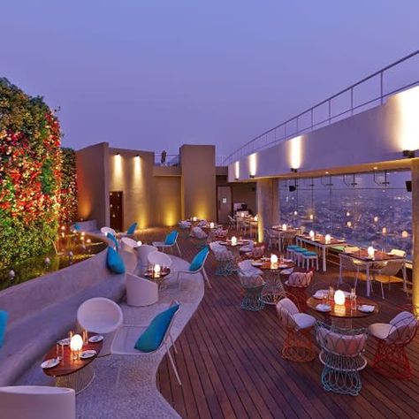 Restaurant Design Plan, Rooftop Bar Design, Mediterranean Hotel, Rooftop Restaurant Design, Restaurant Designs, Rooftop Restaurant, Lounge Design, Backyard Pool Designs, Outdoor Restaurant