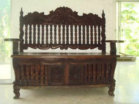 Filipino Home Styling. Antique Kamagong Gallinera. Filipino Heritage Furniture Historical Philippines, Filipino Furniture, Vintage Filipino, Landscape Practice, Sala Set, Philippine Architecture, Old House Design, Tree Chair, Heritage Furniture