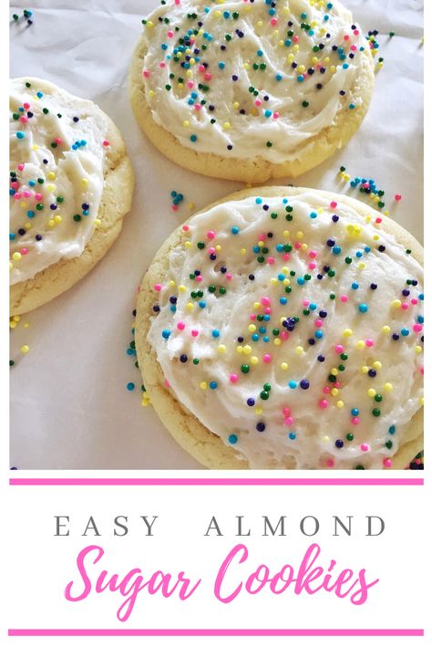 Almond Frosting, Almond Sugar Cookies, Almond Meal Cookies, Sugar Cookie Bars, Favorite Cookie Recipe, Almond Extract, Sugar Cookie Frosting, Soft Sugar Cookies, Cutout Sugar Cookies