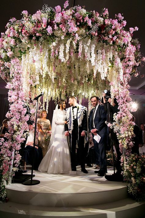 A Suzanne Neville Bride for a Flower-Forward Jewish Wedding with the Ultimate Floral Chuppah at The Grove, Chandlers Cross, UK Wedding Chuppah Flowers, Huppah Wedding, Floral Chuppah, Chuppah Flowers, Jewish Wedding Invitations, Wedding Chuppah, Jewish Wedding Ceremony, Suzanne Neville, Wedding Mandap