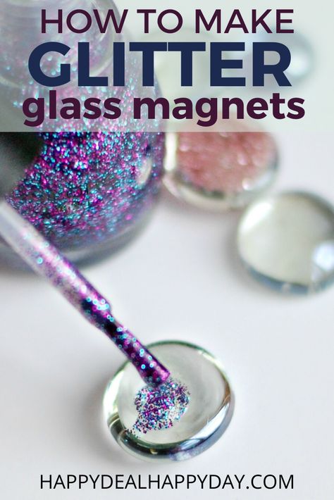 How To Make Glass Magnets, Glass Bead Magnets Diy, Diy Glass Stone Magnets, Diy Glass Gems Crafts, Crafting With Glitter, Diy Glass Magnets, Glass Stone Magnets How To Make, Glass Magnets Diy Dollar Stores, How To Make Magnets Diy