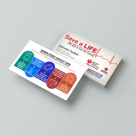 Great business cards for any CPR or first aid instructor. Has quick CPR instructions on back. Cpr Business, Cpr Instructions, Cpr Instructor, Cpr Card, First Aid Cpr, Small Business Start Up, Business Card Design Inspiration, Cpr, Business Cards Creative