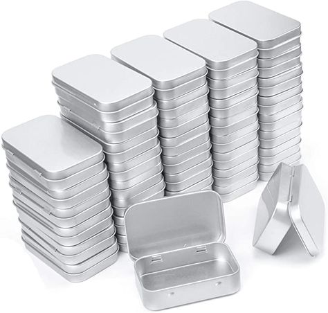 Amazon.com: Aybloom Metal Rectangular Empty Hinged Tins - 40 Pack Silver Mini Portable Box Containers Small Storage Kit & Home Organizer Filipino Kitchen, Small Storage Containers, Storage Container Homes, Art Supply Organization, Sewing Supplies Storage, Home Organizer, Candy Jewelry, Tin Containers, Mini Candles