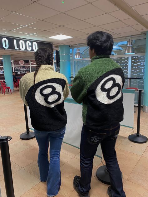 stussy 8 ball jacket #fashion #stussy #8ball #8 #couple #matching #romantic #tiktok #jacket #fleece 8ball Jacket Stussy, Eight Ball Jacket, Matching Jackets For Best Friends, Stussy Fleece Outfit, Stussy Hoodie 8ball, 8 Ball Clothes, Stussy Couple, Stussy 8 Ball Jacket, 8ball Jacket