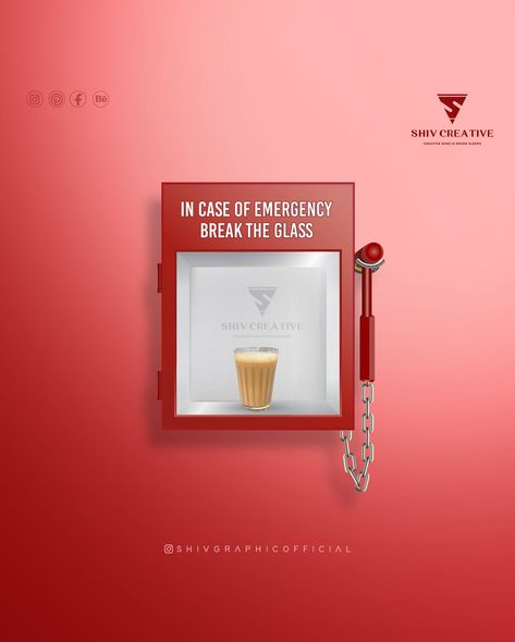 In case Emergency Break the glass Creative Ads | Social Media Creative ads | Shiv Graphic Designer #japanese. Tea Brand Creative Ads, Wellness Creative Ads, Milk Social Media Post, Break Glass In Case Of Emergency, Creative Posts Social Media, Kitchen Creative Ads, Food Ads Social Media, Drink Creative Ads, Tea Creative Ads