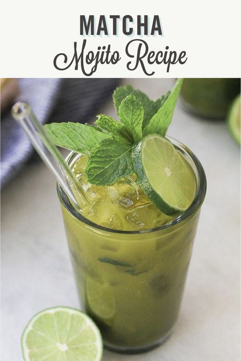 This Matcha Mojito recipe is easy, refreshing, and packed with flavor! It combines the bright, fresh taste of a mojito with the earthy, rich complexity of matcha. Matcha contains nutrients and antioxidants, making this cocktail a fun and healthy twist on your favorite drink. Matcha Mojito, Mojito Recipe Classic, Classic Mojito, Matcha Mint, Party Punch Recipes, Healthy Cocktails, Classic Cocktail Recipes, Mojito Cocktail, Soda Recipe