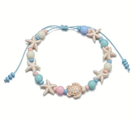 Turquoise Decor, Gelang Manik-manik, Beachy Jewelry, Preppy Jewelry, Beaded Anklet, Anklets Boho, Bracelets Design, Pola Gelang, Clay Bracelet