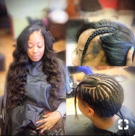 Love a flat sew in 😍😍😍 Sewin Leaveout, Sew In Braid Pattern, Braiding Pattern, Sew In Braids, Voice Of Hair, Long Weave Hairstyles, Sew In Wig, Sew In Hairstyles, Sew In Weave