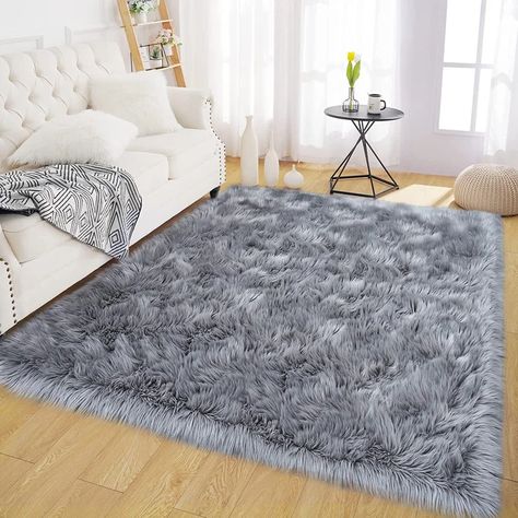 Everly Quinn Leony Faux Sheepskin Solid Color Rug & Reviews | Wayfair Grey Fur Rug, Dorm Rugs, Faux Sheepskin Rug, Bedroom Decor Lights, Grey Fur, Solid Color Rug, Faux Fur Rug, Light Grey Rug, Fur Rug