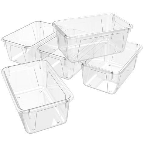 Storex Small Cubby Bin, Clear, 5-Pack - Walmart.com - Walmart.com Classroom Cubbies, Cubby Bins, Hobby Storage, Stacking Bins, Declutter Closet, Art Supply Organization, Classroom Storage, Clear Storage, Classroom Furniture