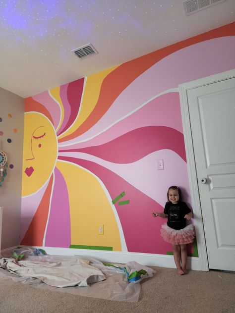 Groovy Bedroom, Groovy Room, Wall Murals Diy, Kids Room Paint, Room Wall Painting, Bedroom Orange, Bedroom Murals, Orange Walls, Apartment Decor Inspiration