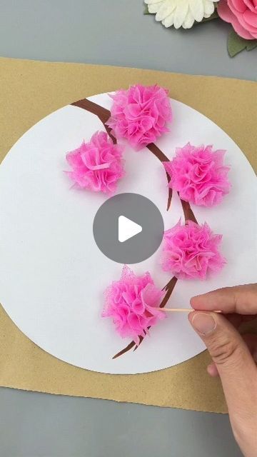 paper crafts creator on Instagram: "Don’t throw away expired masks. You can make cherry blossom ornaments with your children. The finished product is so beautiful! #springhandicraft #parentchild #handicraft #handmade #diy #Letplay #handicrafts #together 
#kindergarten #spring  paper craft  ideas" Handicrafts Ideas Handmade, Cherry Blossom Craft, Cherry Blossom Diy, Kindergarten Spring, Paper Craft Ideas, Cherry Blossom Flowers, Flower Making, So Beautiful, Paper Craft