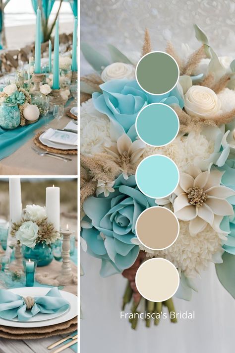 Aqua Green Wedding Theme, Sage And Aqua Color Palette, Sage Green And Aqua Color Palette, Seafoam Blue Color Palette, Wedding Color Schemes Turquoise, Seafoam Green Wedding Theme, Turquoise Wedding Palette, June Wedding Colors Schemes Rustic, Beach Wedding Colors Palette