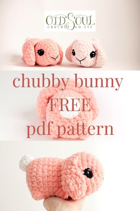 chubby bunny free pdf crochet pattern Easy Crochet Animals, Quick Crochet Patterns, Amigurumi Bunny, Pola Amigurumi, Bunny Pattern, Crochet Animals Free Patterns, Crochet Design Pattern, Crochet Amigurumi Free Patterns, Beginner Crochet Projects