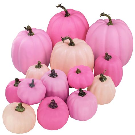 PRICES MAY VARY. Quantity: Package includes 14 pcs assorted sizes fall artificial pumpkins in different shades of pink. This group of pink decorative pumpkins will add a new look to your special Thanksgiving, Halloween, and autumn parties. Whether you place the pumpkins down the center of the holiday table for a festive centerpiece, fill a basket to create your own pink pumpkin patch at home, or create classy seasonal displays, these faux pumpkins will bring a unique touch to your decorations. C Pink Fall Decor, Pink Pumpkin Baby Shower, Baby Shower Halloween, Baby Shower Table Centerpieces, Decorative Pumpkins, Festive Centerpieces, Pink Fall, Artificial Pumpkins, Foam Pumpkins