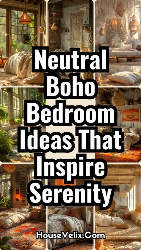 Bring a touch of serenity to your space with these calming and stylish ideas. Neutral boho bedroom ideas perfectly blend natural textures and soft colors for a peaceful retreat. #NeutralBohoBedroom #BohoBedroomIdeas #NeutralBedroom #BedroomIdeas Boho Bedroom Ideas For Small Rooms, Boho Bedroom Design Ideas, Romantic Boho Bedroom Ideas, Garden Inspired Bedroom, Boho Bedroom Colors, Boho Room Ideas Bedroom, Bohemian Bedroom Colors, Neutral Boho Bedroom, Boho Chic Bedroom Ideas