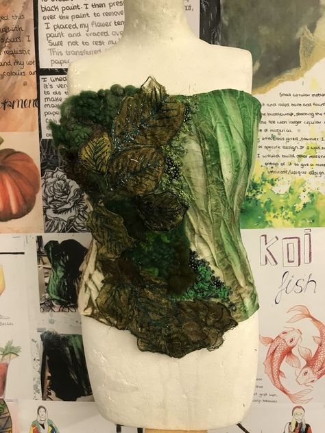 Clothing Inspired By Nature, Fashioned By Nature Art, Natural Form Textiles, Gcse Textiles Final Piece Corset, Gcse Textiles Corset, Textiles A Level Final Piece, Fashioned By Nature, Body Adornment Nature, Nature Fashion Aesthetic