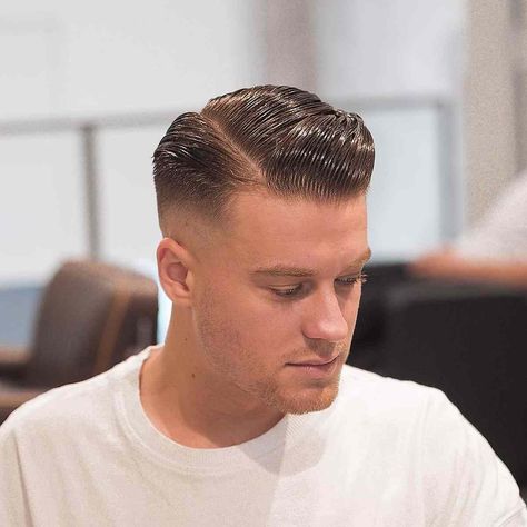 Low Fade Pompadour For Men, High Fade Slick Back, Messy Comb Over Men, High Skin Fade Haircut Men, Short Pompadour Men, Men Hairstyles 2023, Hire Cut, Pomade Hairstyle Men, Slick Back Fade