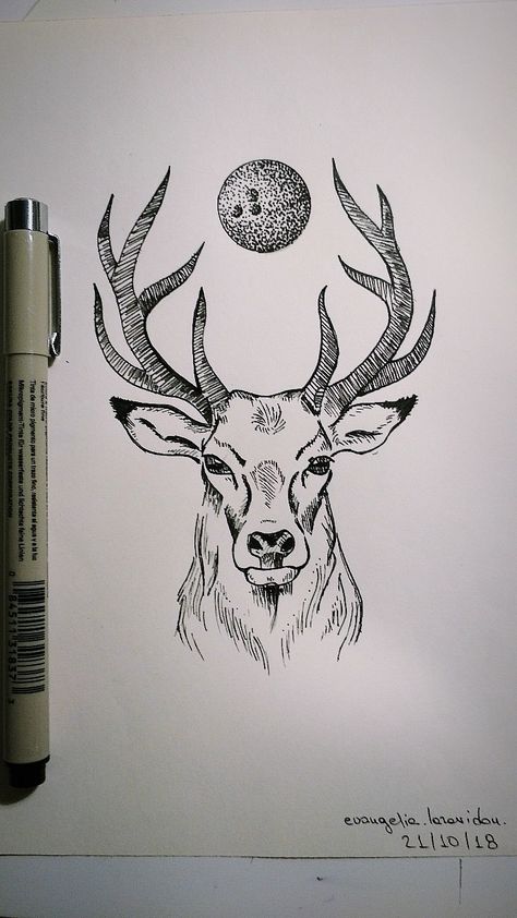 #deer #line #drawing #ink #tattoo #animal #moon Drawing Deer Sketches, Deer Face Tattoo, Deer Face Drawing, How To Draw A Deer, Cool Tattoo Drawings Sketches, Deer Drawing Sketches, Animal Tattoo Drawings, Deer Art Drawing, Dear Drawing