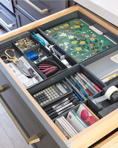 Desk Drawer Organisation, Kitchen Command Center, Command Center Organization, Command Center Kitchen, Command Centers, Center Organization, Driven By Decor, Hidden Kitchen, Study Room Decor