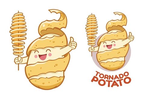 Potato Twister Logo, Kidney Illustration, Food Waste Project, Potato Tornado, Food Logo Ideas Creative, Potato Cartoon, Potato Character, Food Logo Ideas, Dangler Design